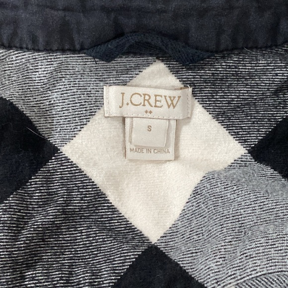 J CREW Flannel Quarter Zip Black White Buffalo Check Shirt SMALL - Picture 13 of 14